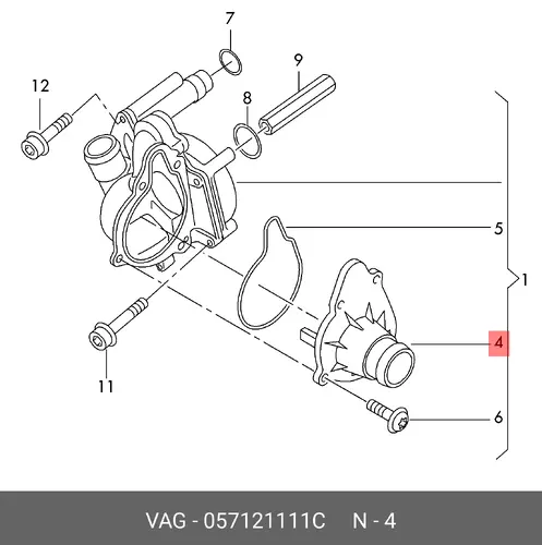 Термостат системы охлаждения VAG 057121111C