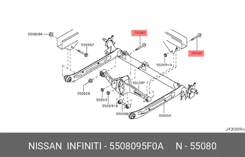 БОЛТ 55080-95F0A NISSAN