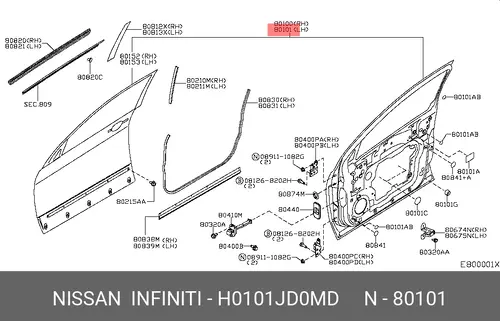 H0101JD0MD ДВЕРЬ ПЕРЕД ЛВ (J10E) NISSAN