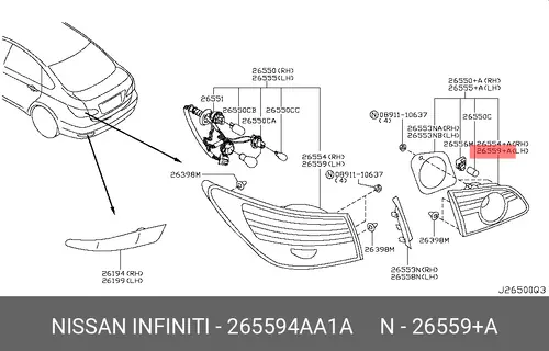 Фонарь задний NISSAN 26559-4AA1A
