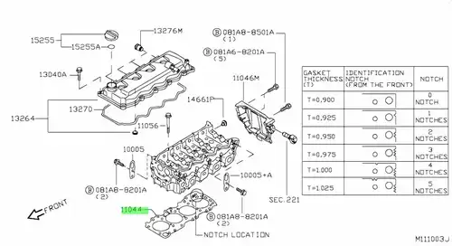 Прокладка ГБЦ NISSAN 11044-5X04A