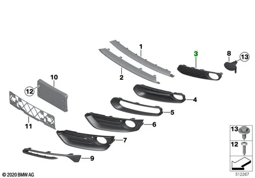 Решетка бампера BMW 51 11 7 272 557