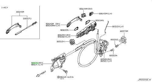 Ручка двери NISSAN 80670-1HB0A