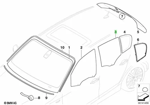 Стекло двери П Зд 51357067794 BMW