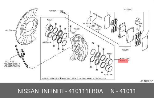СУППОРТ ПЕР ЛЕВ 41011-1LB0A NISSAN
