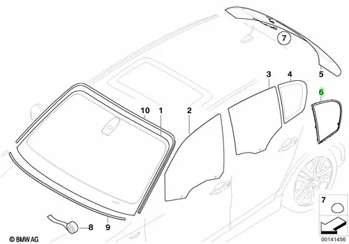 Уплотнитель бокового стекла Л Зд 51357119455 BMW