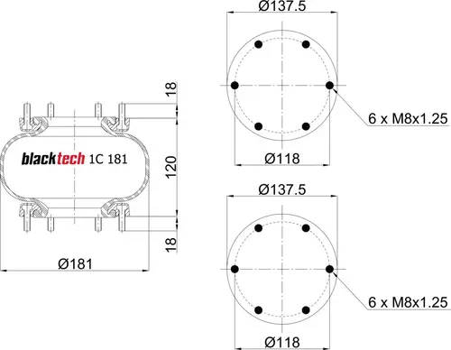  1C181-120F01 (BLACKTECH) ПНЕВМОПОДУШКА П