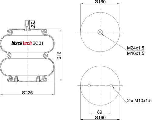 2C21-210P15 ПНЕВМОБАЛЛОН FD200-19 P02 BLACKTECH