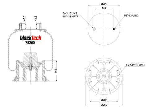 Пневмобаллон 4159NP13 RML75260CP13 BLACKTECH