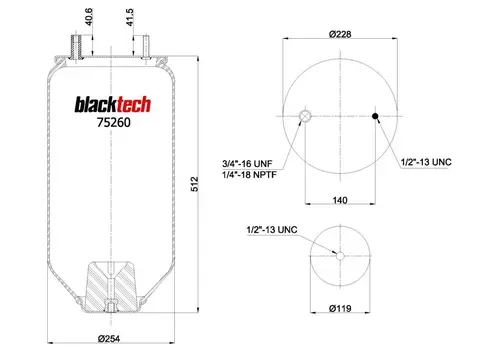 ПНЕВМОБАЛЛОН 4159NP01 RML752601 BLACKTECH