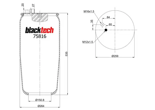 ПНЕВМОБАЛЛОН RML75816-1 BLACKTECH