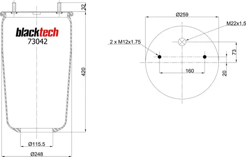 ПНЕВМОАМОРТИЗАТОР RML73042 BLACKTECH