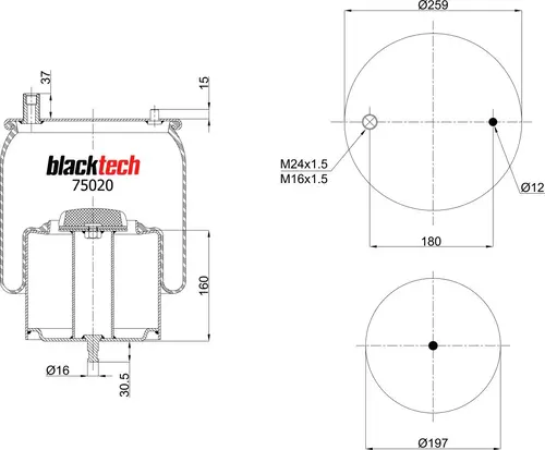 RML75020C (BLACKTECH) ПНЕВМОПОДУШКА ПОДВ