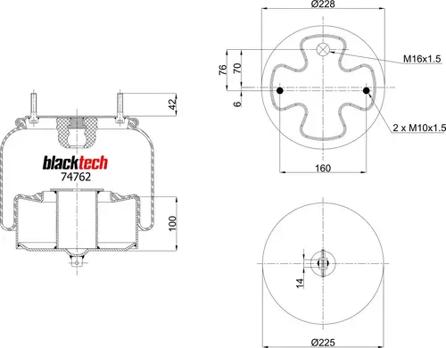 ПНЕВМОАМОРТИЗАТОР RML74762C BLACKTECH