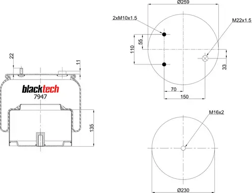 Пневмоподушка BLACKTECH RML7947C10