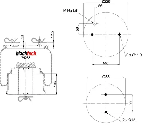 Пневмобаллон передний OmniLink/Citi RML74283C BLACKTECH