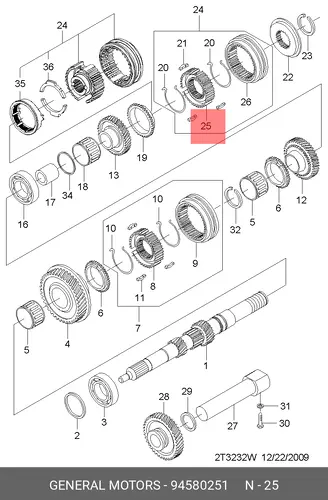 Шестерня КПП GM 94580251