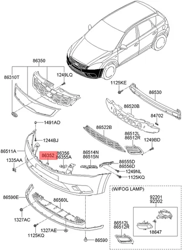 Кронштейн решётки радиатора 863521H500 HYUNDAI