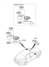 876102F101 HYUNDAI/KIA Зеркало боковое MOBIS