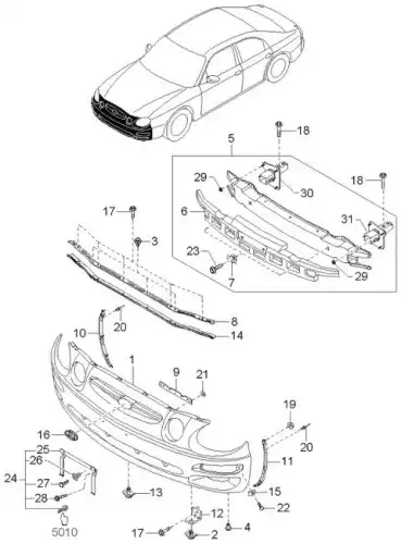 Усилитель бампера HYUNDAI / KIA 0K2S150070