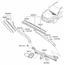 Опорная планка стеклоочистителя 981602S000 KIA