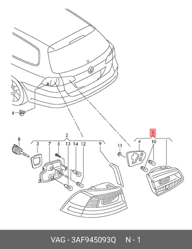 Фонарь задний VAG 3AF945093Q