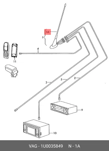 Antennstab 1U0 035 849 VAG