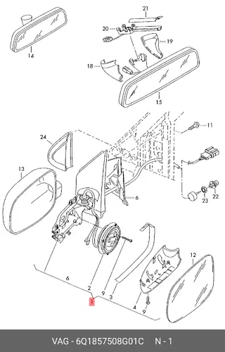 КОРПУС ЗЕРКАЛА 6Q1 857 508 G 01C VAG