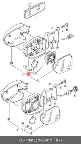 Корпус зеркала 7M1 857 508 F 01C VAG