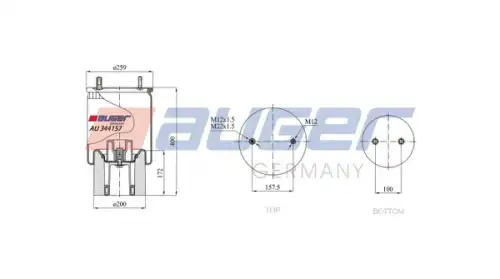 Пневмоподушка AUGER AU 344157-KP05