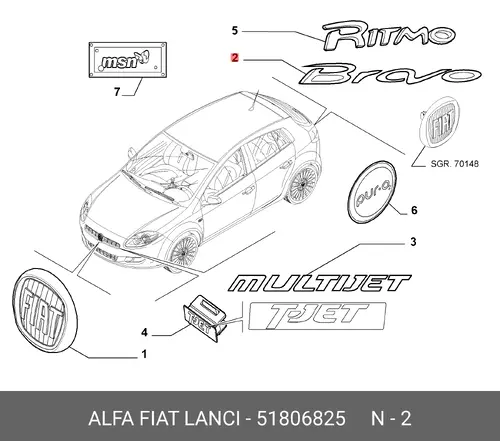  ЭМБЛЕМА BRAVO 51806825 FIAT