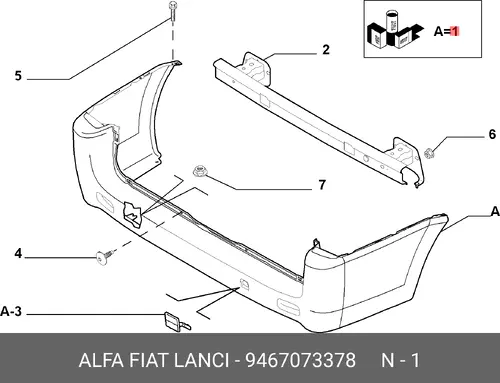 Бампер задний 9467073378 FIAT
