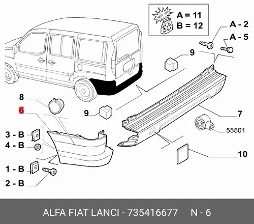  БАМПЕР ЗАДНИЙ (ЭЛЕМЕНТ) 735416677 FIAT