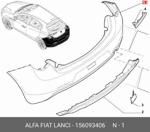 Бампер, задний 156093406 FIAT