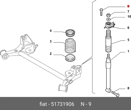 БОЛТ M10X45 51731906 FIAT