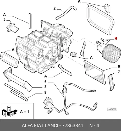Вентилятор отопителя FIAT 77363841
