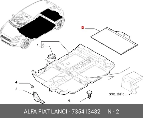 Коврик в багажник FIAT 735413432