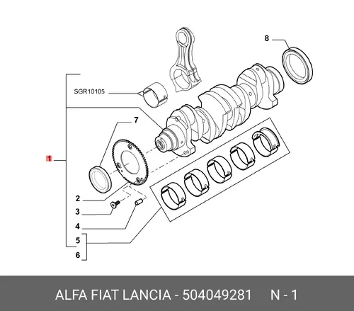 Вал коленчатый 504049281 FIAT