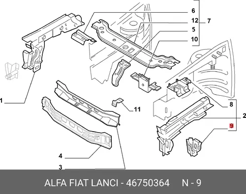 КРЕПЛЕНИЕ КРЫЛА 46750364 FIAT