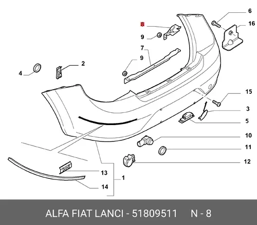 кронштейн бампера 51809511 FIAT