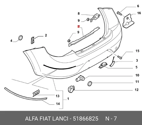 кронштейн бампера 51866825 FIAT