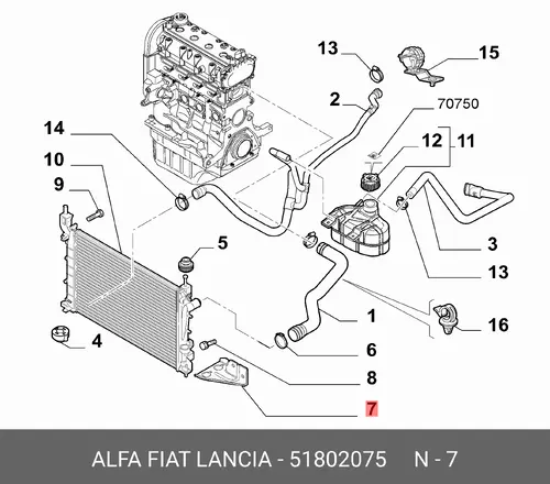 кронштейн опоры радиатора 51802075 FIAT