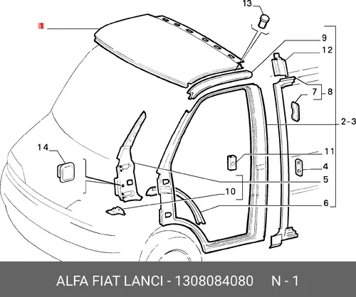 крыша 1308084080 FIAT