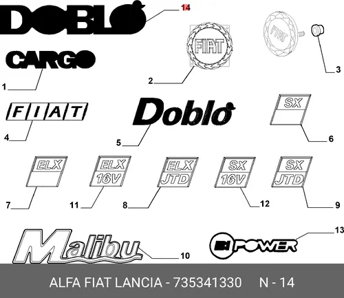 735341330 ЛОГОТИП DOBLO FIAT