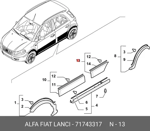 молдинг двери 71743317 FIAT