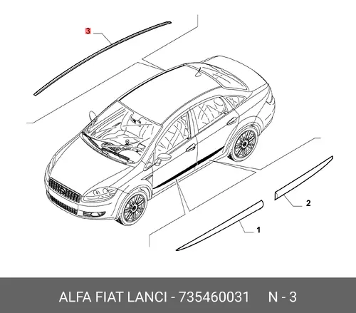  МОЛДИНГ КРЫШИ 735460031 FIAT