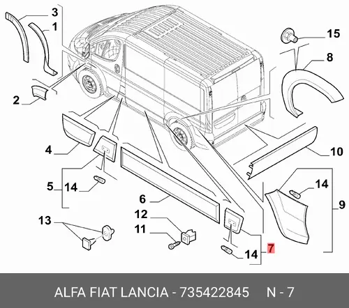 МОЛДИНГ БОКОВИНЫ 735422845 FIAT