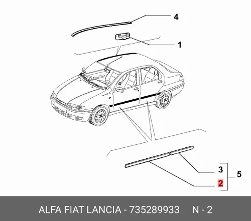 МОЛДИНГ ПЕРЕДНЕЙ ДВЕРИ 735289933 FIAT