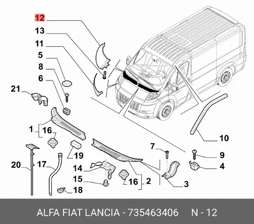 Накладка, левая 735463406 FIAT
