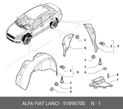 Подкрылок FIAT 51898700